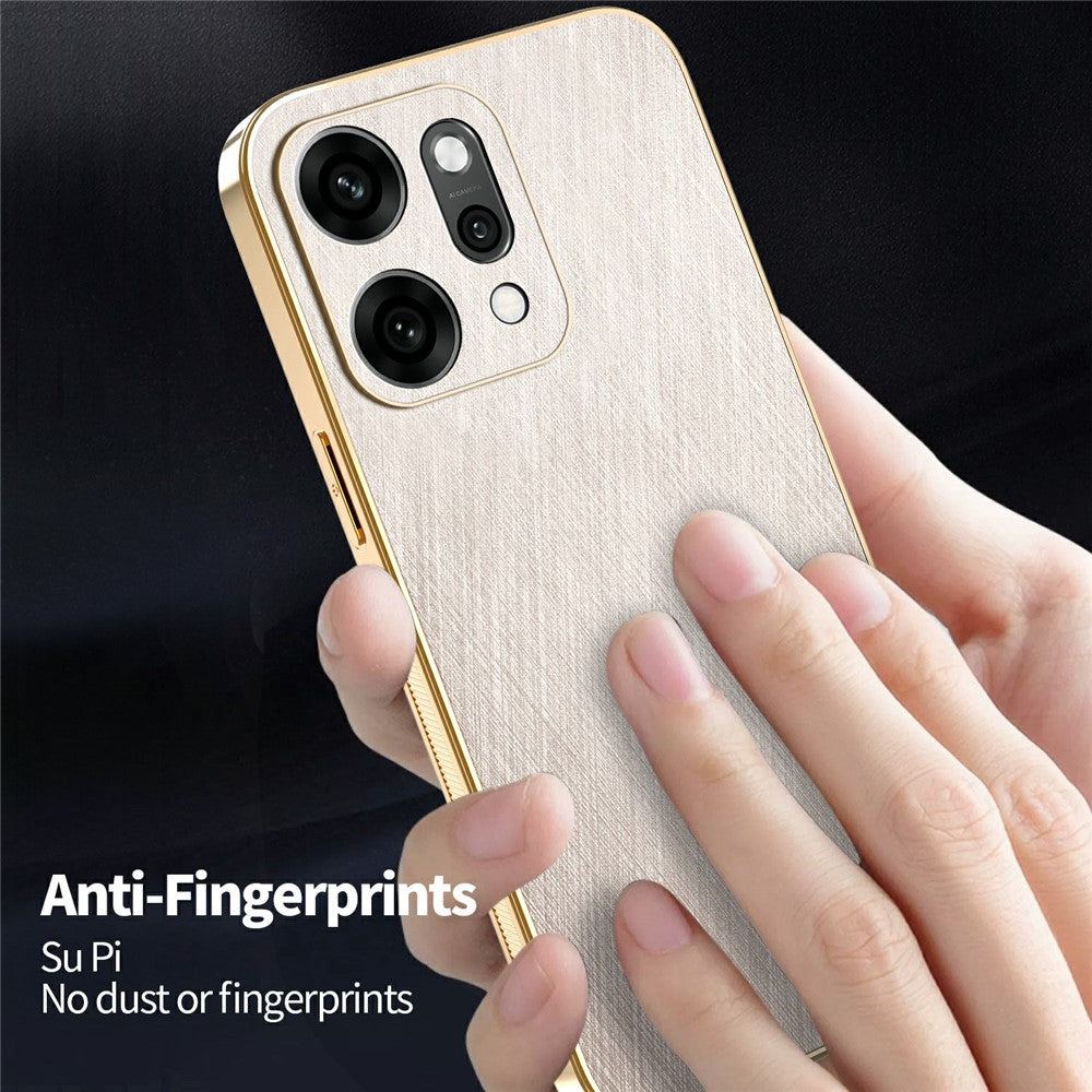 KADEM For Oppo Reno14 5G (Global) Case Electroplating Silk Texture PU + TPU Phone Back Cover - Gold