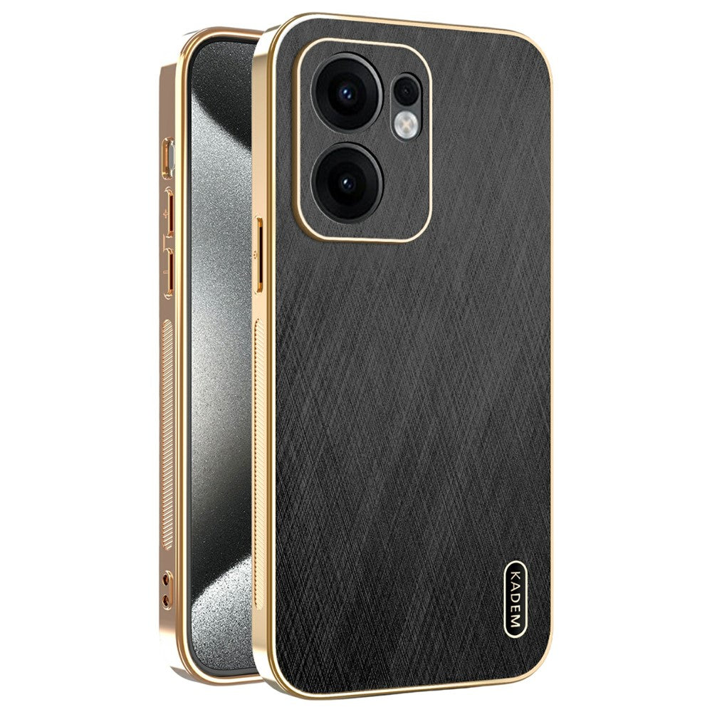 KADEM For Oppo Reno13 F 4G / 5G Case Electroplating Silk Texture PU + TPU Phone Back Cover - Black