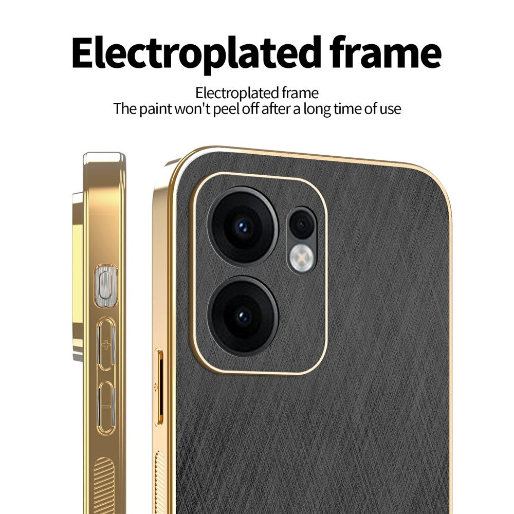 KADEM For Oppo Reno13 F 4G / 5G Case Electroplating Silk Texture PU + TPU Phone Back Cover - Black