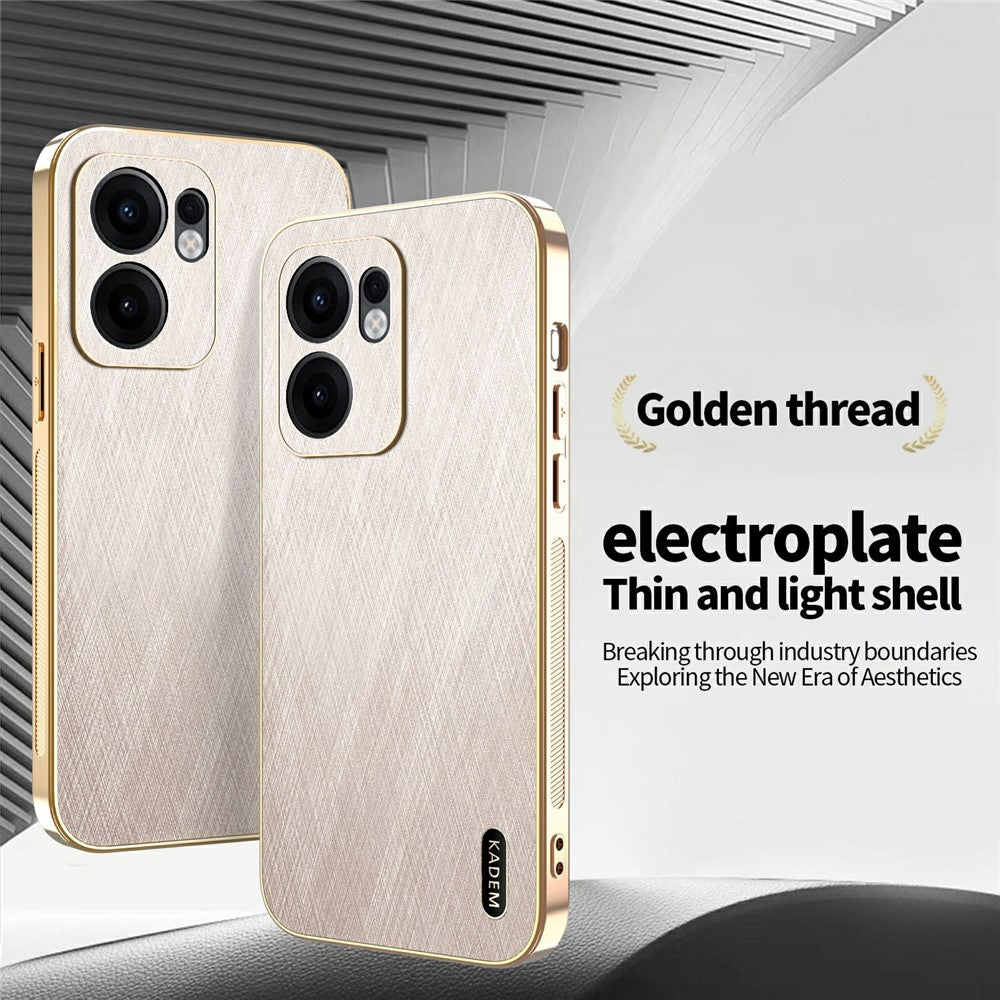 KADEM For Oppo Reno13 F 4G / 5G Case Electroplating Silk Texture PU + TPU Phone Back Cover - Gold