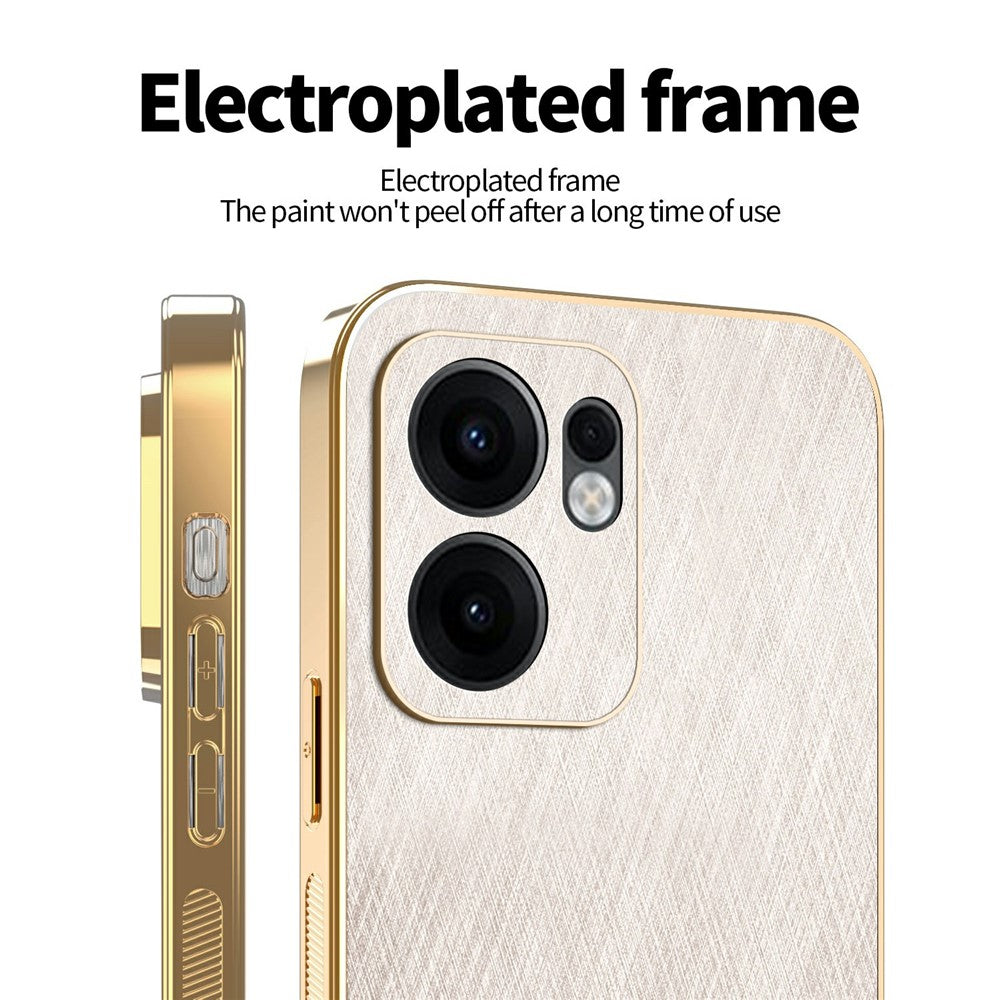 KADEM For Oppo Reno13 F 4G / 5G Case Electroplating Silk Texture PU + TPU Phone Back Cover - Gold