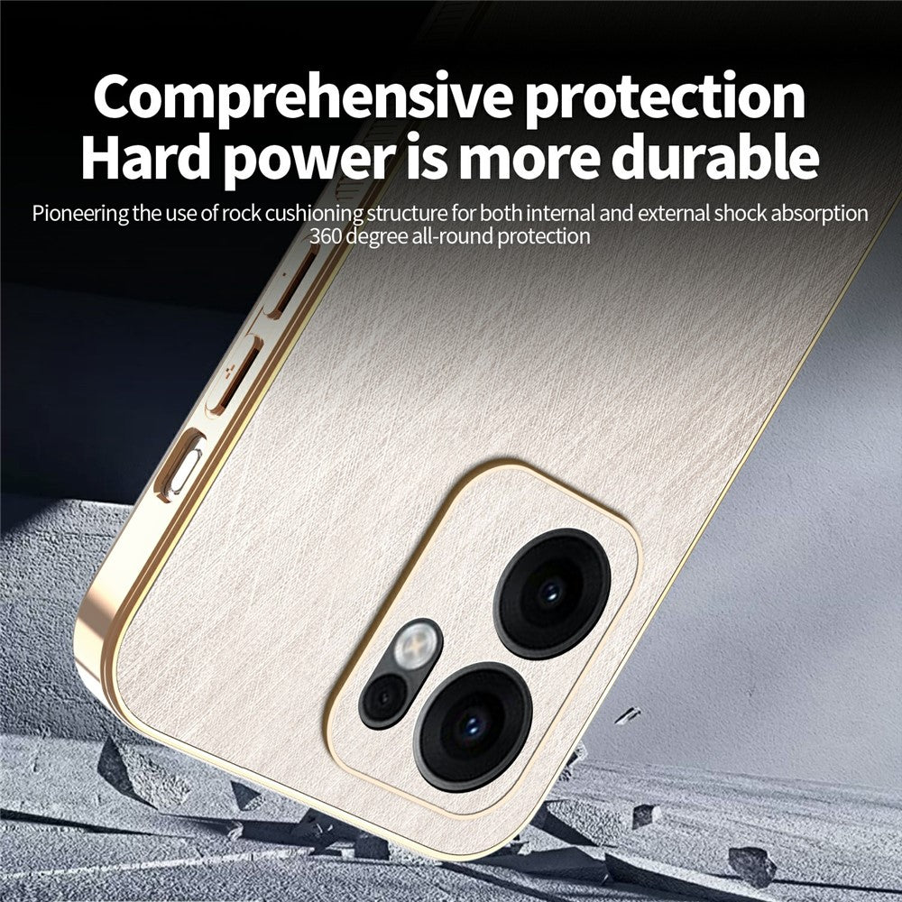 KADEM For Oppo Reno13 F 4G / 5G Case Electroplating Silk Texture PU + TPU Phone Back Cover - Gold