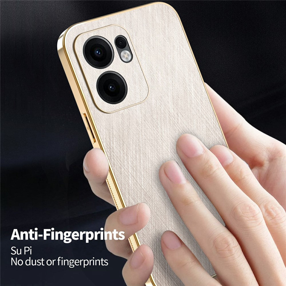 KADEM For Oppo Reno13 F 4G / 5G Case Electroplating Silk Texture PU + TPU Phone Back Cover - Gold