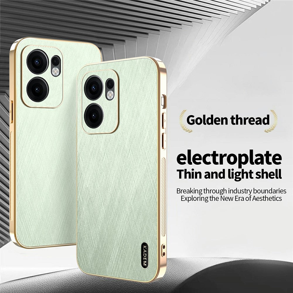 KADEM For Oppo Reno13 F 4G / 5G Case Electroplating Silk Texture PU + TPU Phone Back Cover - Green