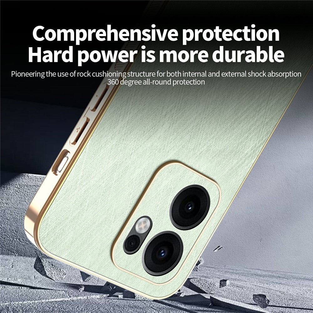 KADEM For Oppo Reno13 F 4G / 5G Case Electroplating Silk Texture PU + TPU Phone Back Cover - Green