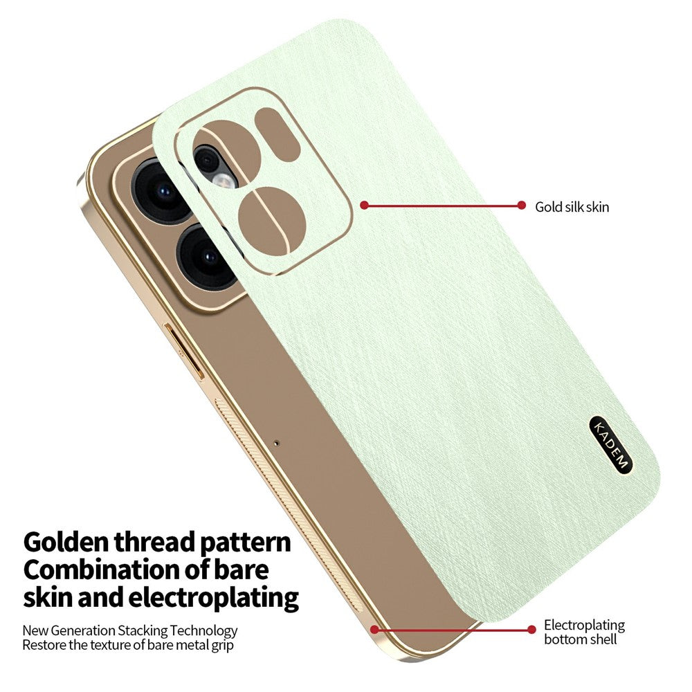 KADEM For Oppo Reno13 F 4G / 5G Case Electroplating Silk Texture PU + TPU Phone Back Cover - Green