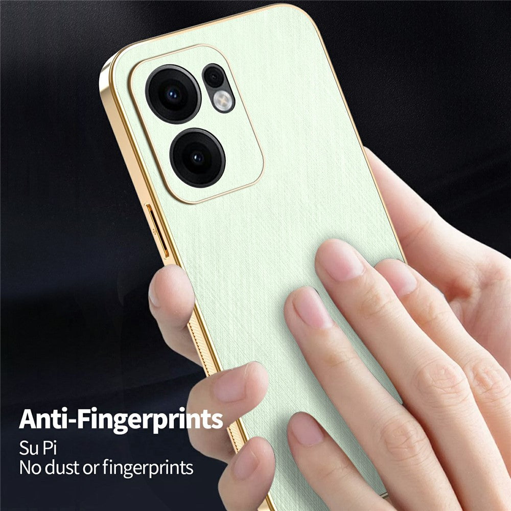 KADEM For Oppo Reno13 F 4G / 5G Case Electroplating Silk Texture PU + TPU Phone Back Cover - Green