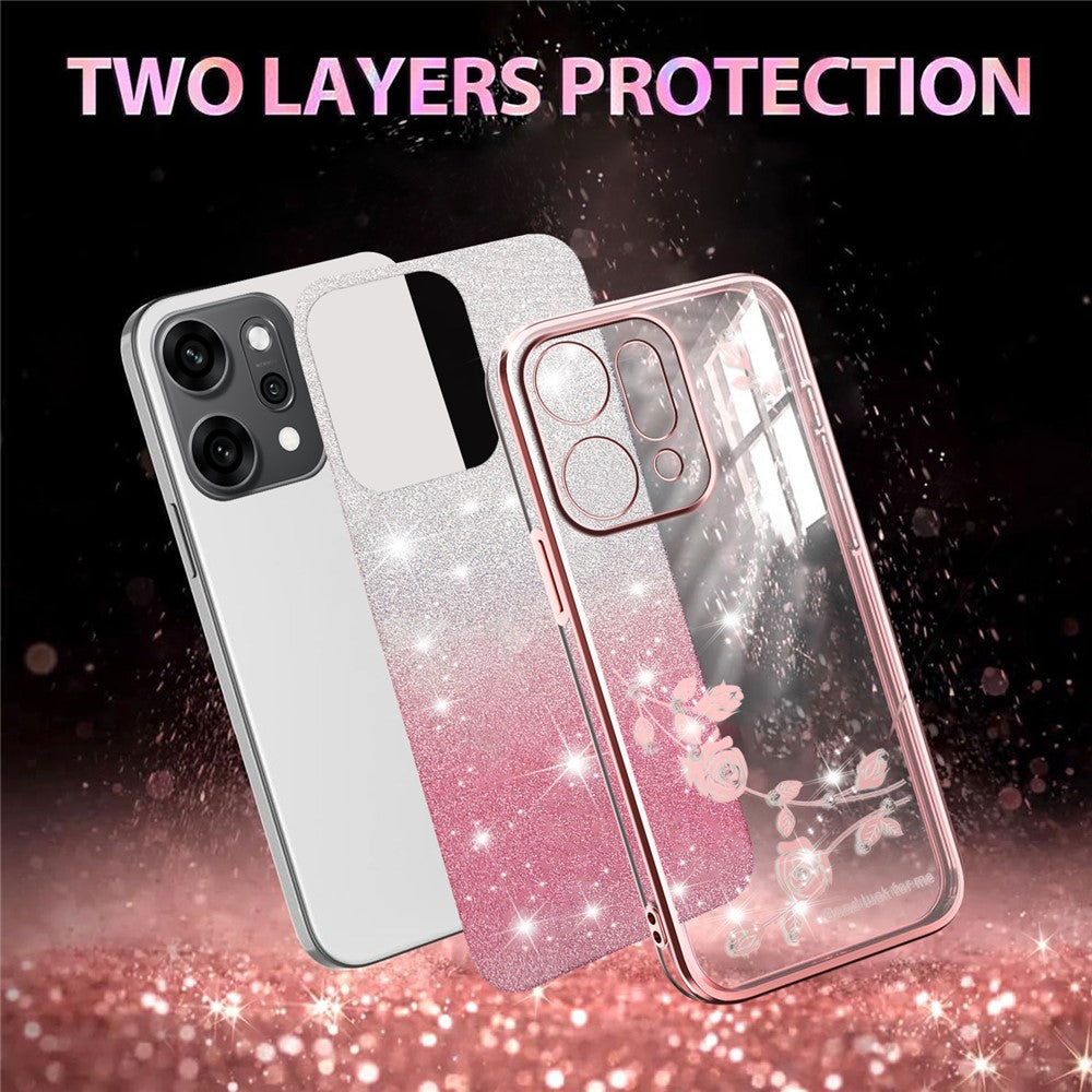 KADEM For Oppo Reno14 Pro 5G (Global) Case Flower TPU Flexible Gradient Phone Cover - Rose Gold