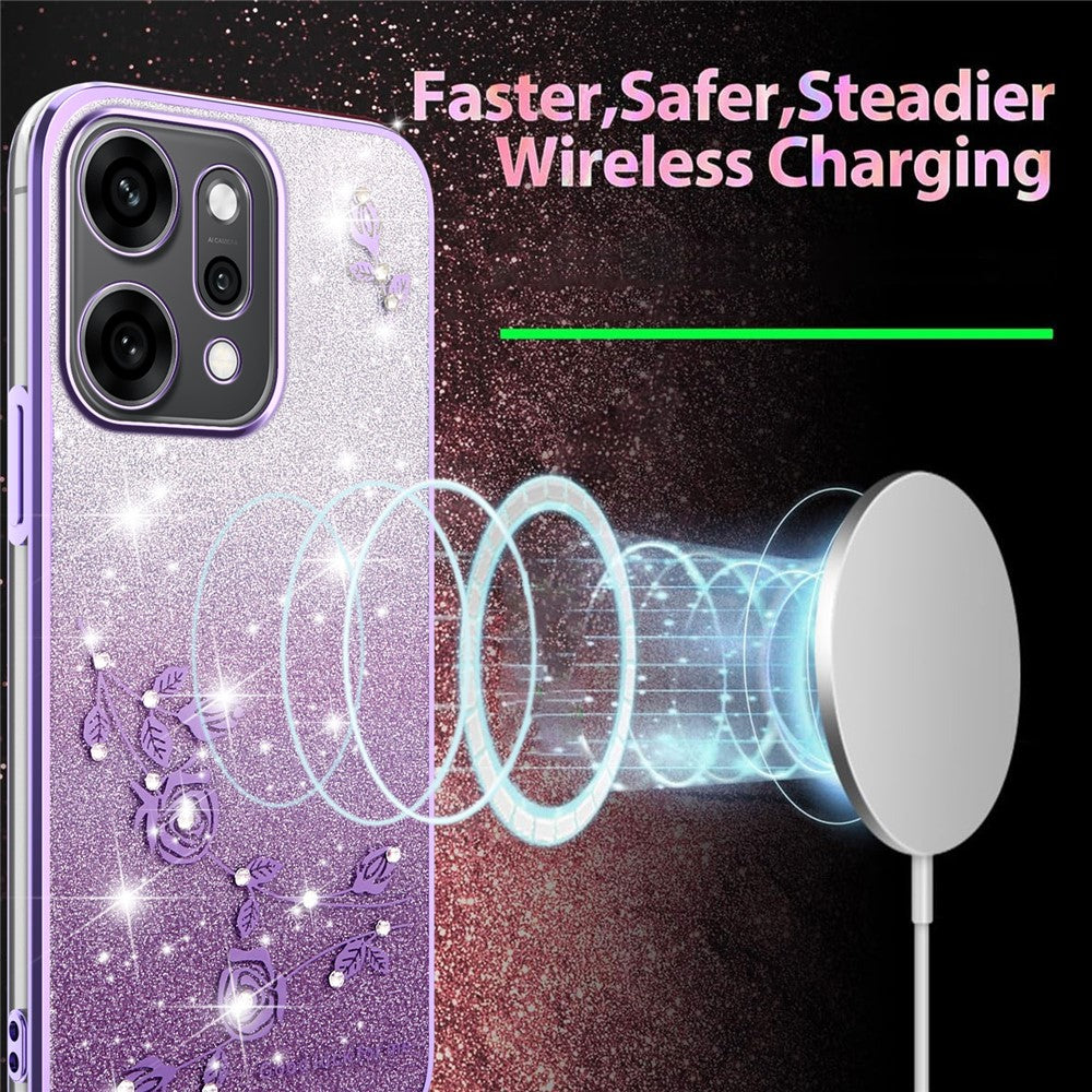 KADEM For Oppo Reno14 Pro 5G (Global) Case Flower TPU Flexible Gradient Phone Cover - Purple