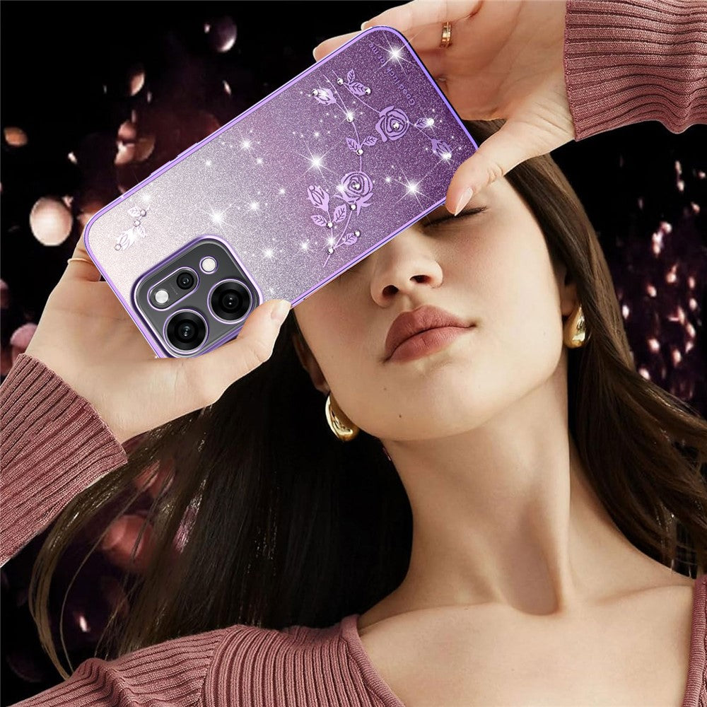 KADEM For Oppo Reno14 Pro 5G (Global) Case Flower TPU Flexible Gradient Phone Cover - Purple