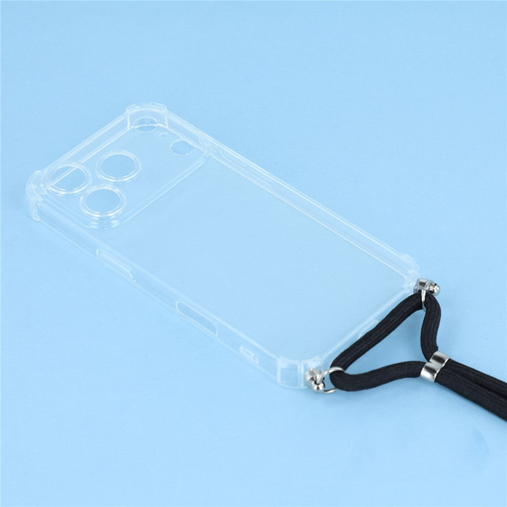 For iPhone 17 Pro Max Case Reinforced Corner TPU Clear Phone Cover with Lanyard
