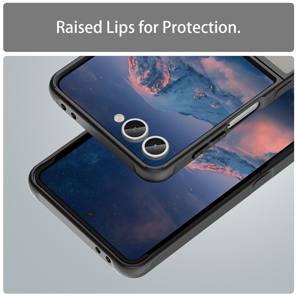 For Samsung Galaxy Z Flip7 5G Case Drop Proof Airbags Frosted Translucent PC + TPU Phone Back Cover - Black