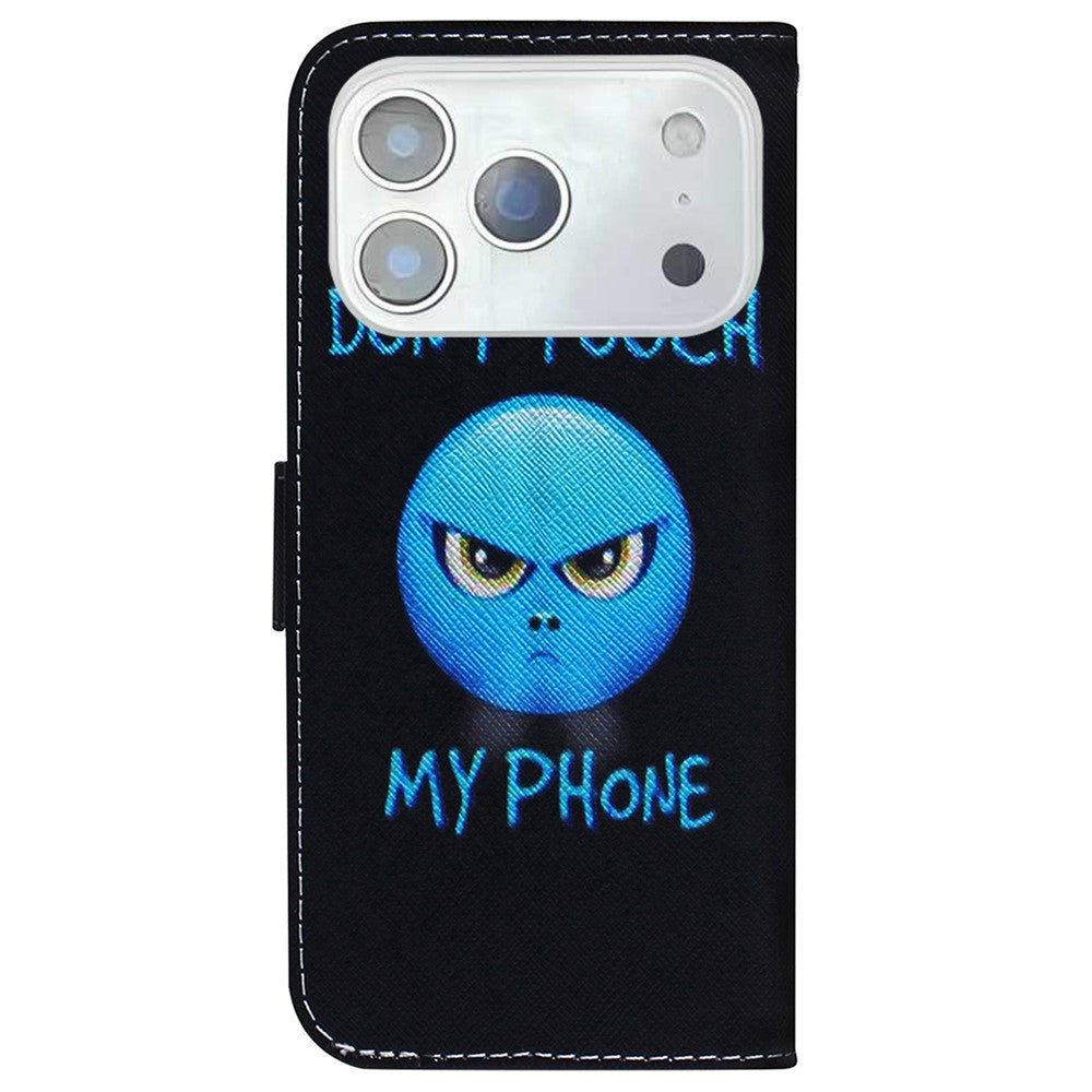 For iPhone 17 Pro Max Wallet Case Pattern Print Leather Phone Cover - Don't Touch My Phone