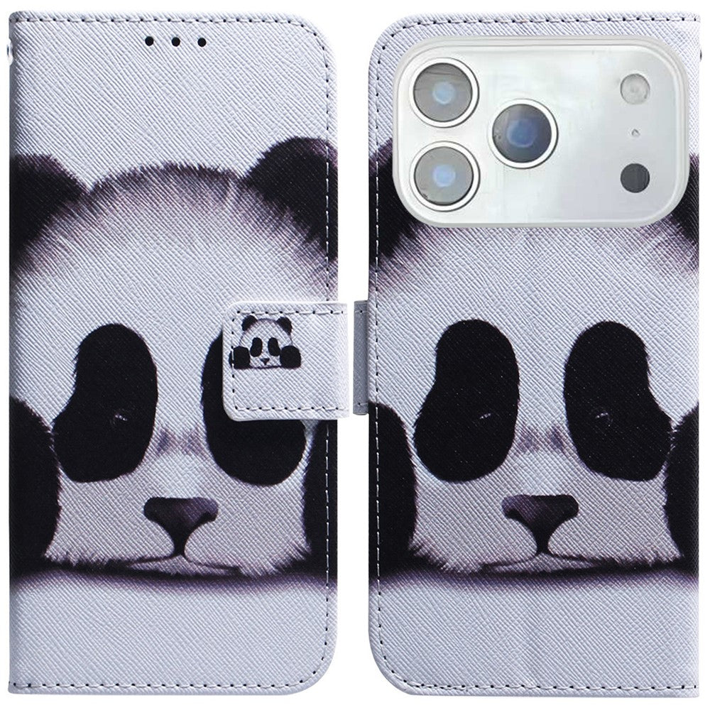 For iPhone 17 Pro Max Wallet Case Pattern Print Leather Phone Cover - Panda