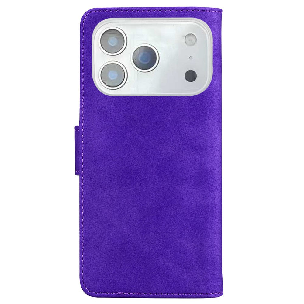 For iPhone 17 Pro Max Stand Case PU Leather Phone Cover Butterfly Printed - Purple