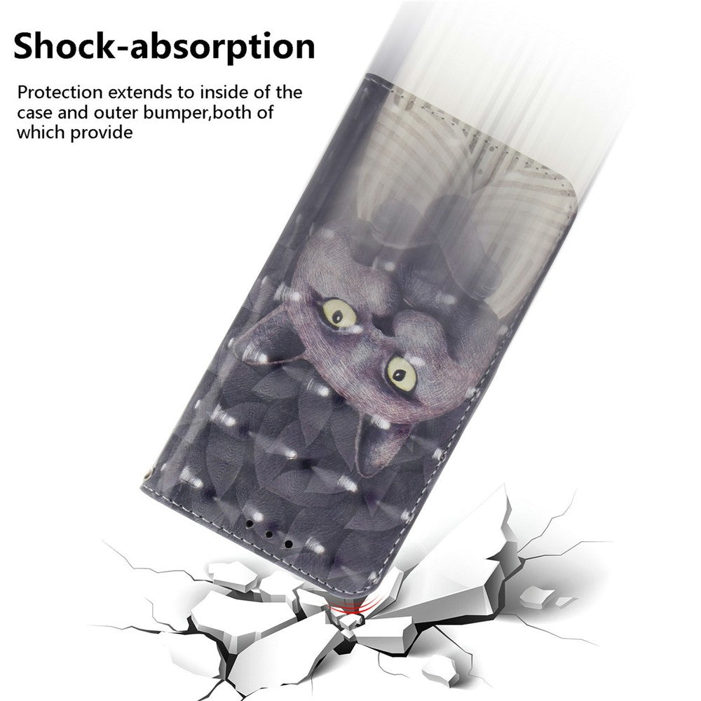 For iPhone 17 Pro Max Case Pattern Printing Leather Wallet Phone Cover with Wrist Strap - Embracing Cat