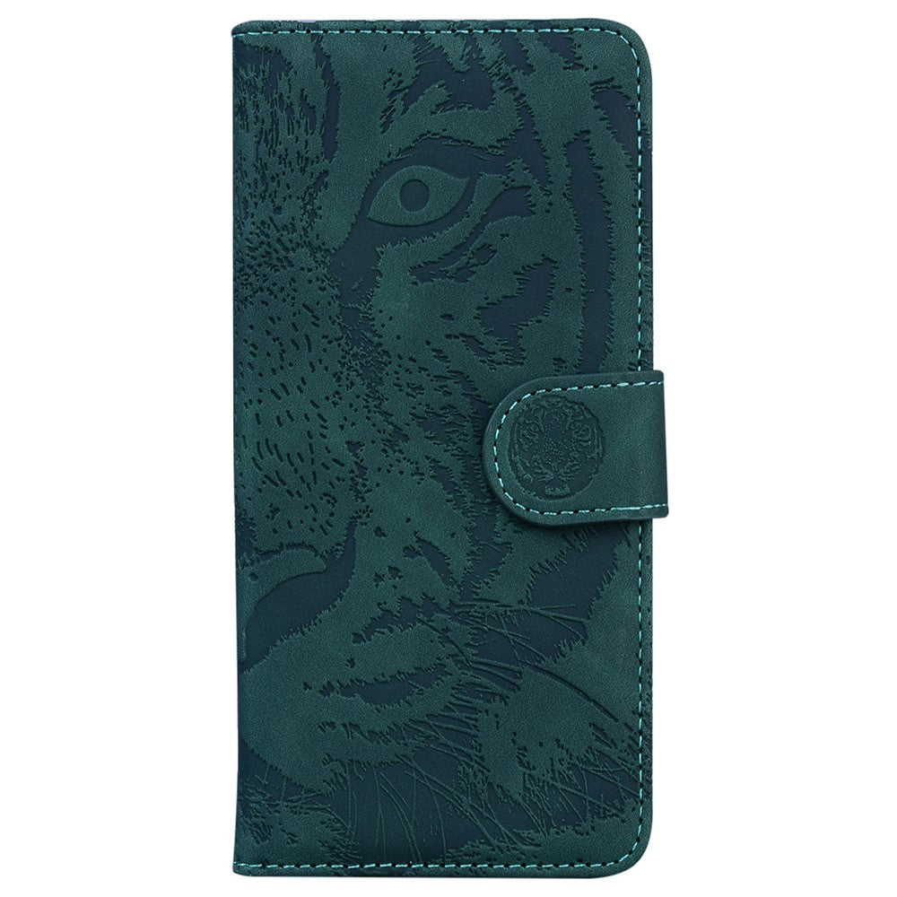 For iPhone 17 Pro Max Case Tiger Imprint Leather Wallet Phone Cover - Green