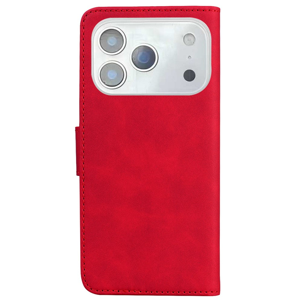 For iPhone 17 Pro Max Case Solid Color Leather Wallet Phone Cover - Red