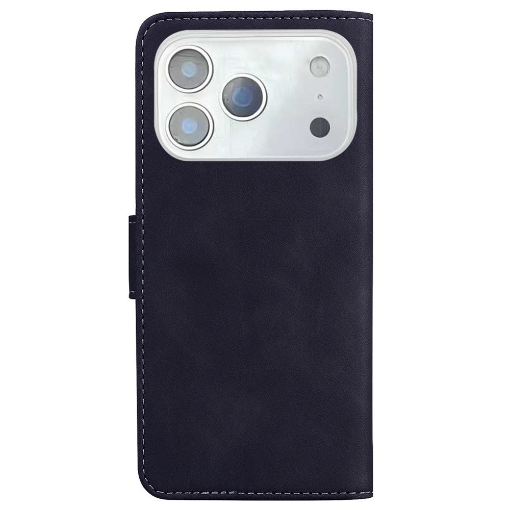 For iPhone 17 Pro Max Case Solid Color Leather Wallet Phone Cover - Black
