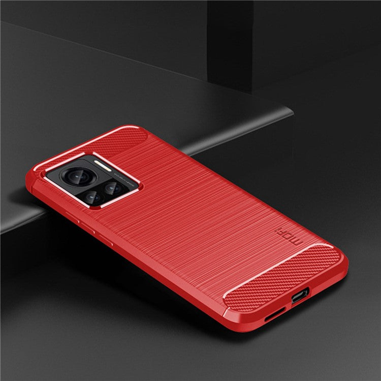 MOFI JK TPU Series-1 for Motorola Moto X30 Pro 5G / Edge 30 Ultra 5G / Edge X Brushed Surface Flexible TPU Case Carbon Fiber Texture Anti-drop Phone Cover - Red