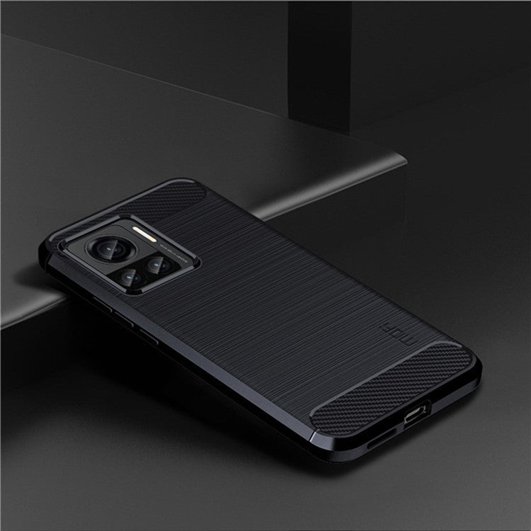 MOFI JK TPU Series-1 for Motorola Moto X30 Pro 5G / Edge 30 Ultra 5G / Edge X Brushed Surface Flexible TPU Case Carbon Fiber Texture Anti-drop Phone Cover - Blue