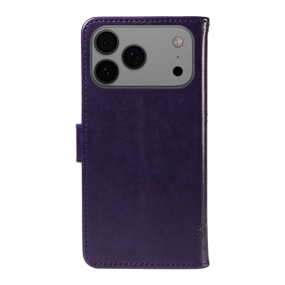 For iPhone 17 Pro Max Phone Case with Stand Cat Tree Pattern Leather Wallet Mobile Cover - Purple