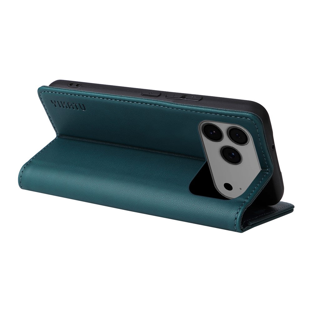 For iPhone 17 Pro Max Phone Cases YIKATU Magnetic Closure PU Leather Mobile Cover - Green