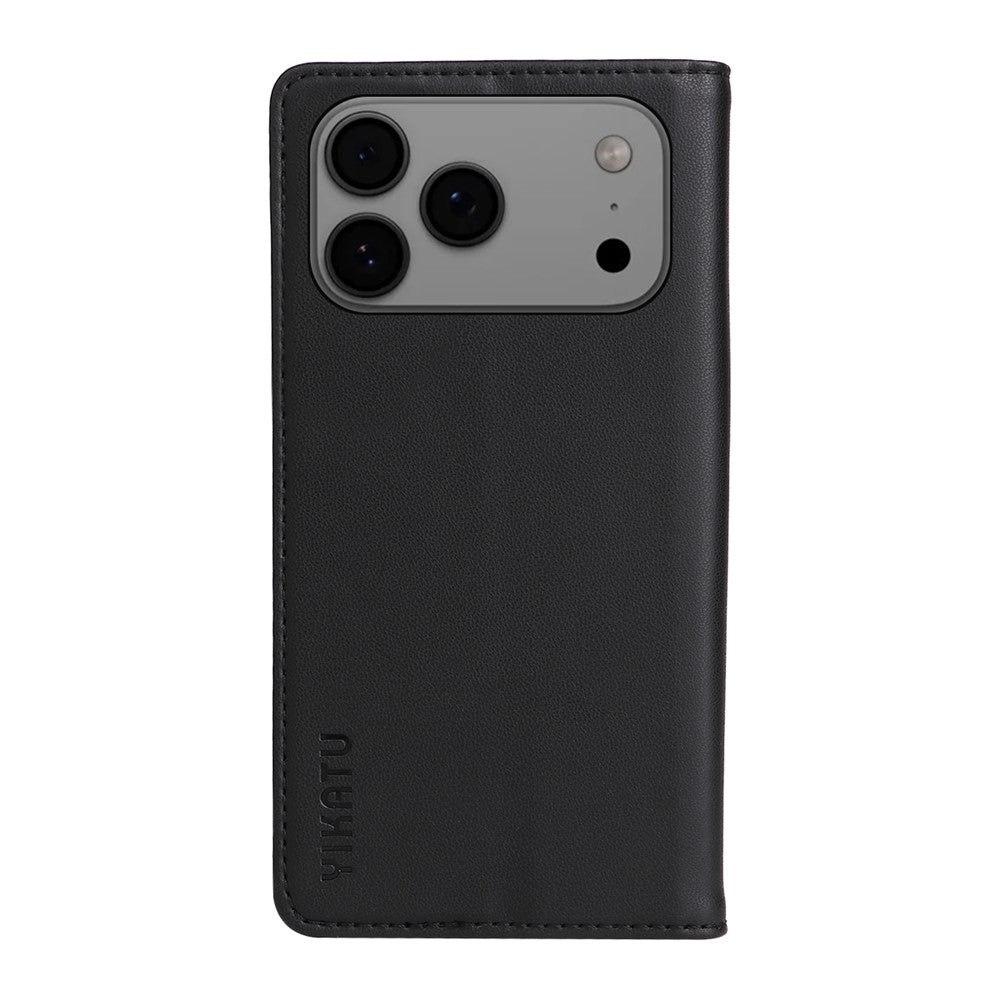 For iPhone 17 Pro Max Phone Cases YIKATU Magnetic Closure PU Leather Mobile Cover - Black