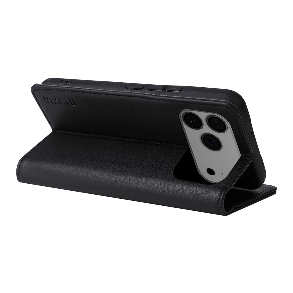 For iPhone 17 Pro Max Phone Cases YIKATU Magnetic Closure PU Leather Mobile Cover - Black