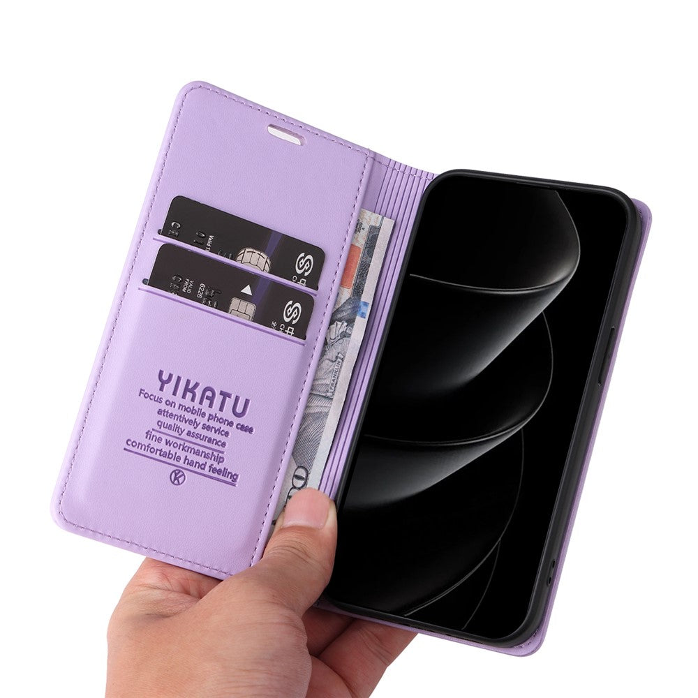 For iPhone 17 Pro Max Phone Cases YIKATU Magnetic Closure PU Leather Mobile Cover - Light Purple
