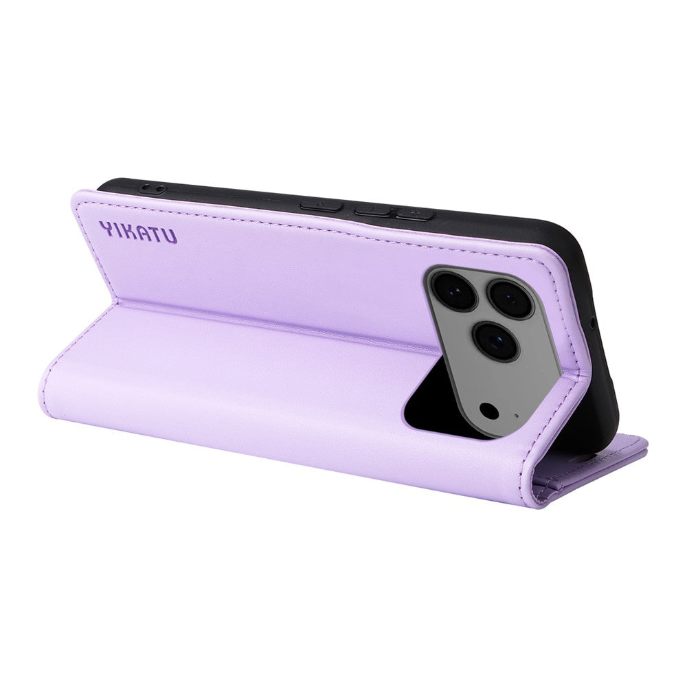 For iPhone 17 Pro Max Phone Cases YIKATU Magnetic Closure PU Leather Mobile Cover - Light Purple