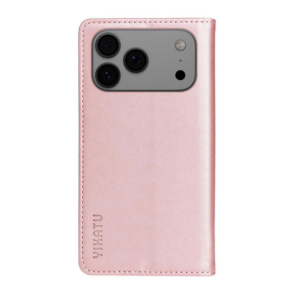 For iPhone 17 Pro Max Phone Cases YIKATU Magnetic Closure PU Leather Mobile Cover -  Rose Gold