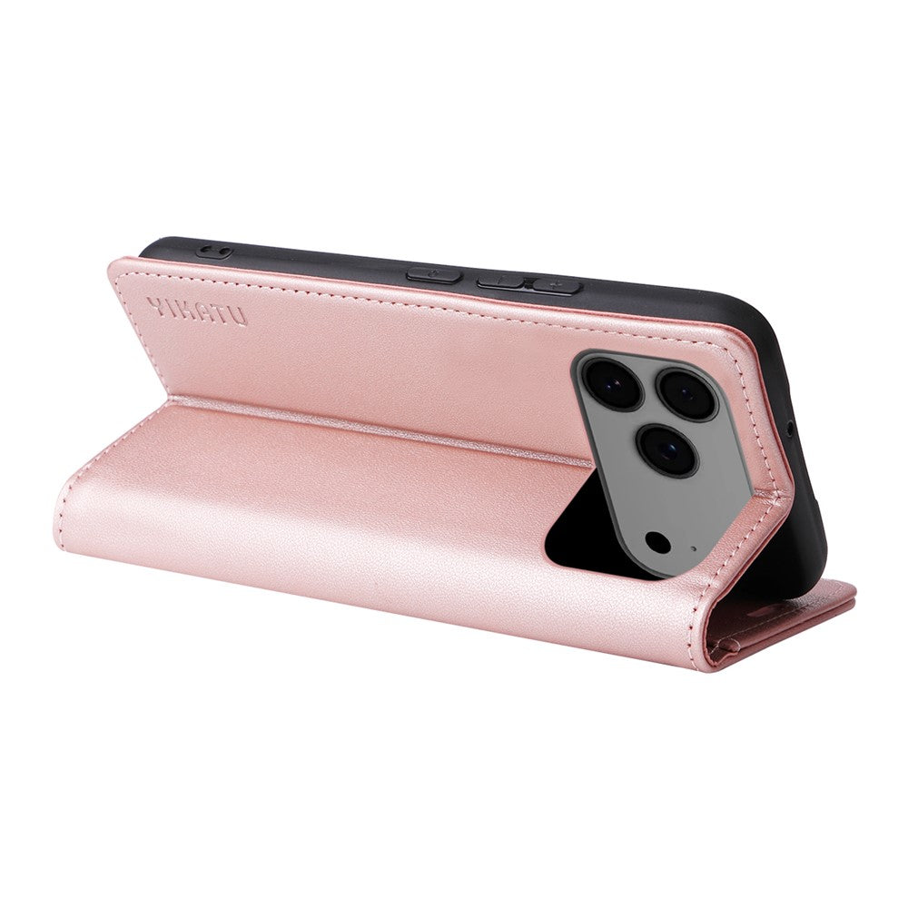 For iPhone 17 Pro Max Phone Cases YIKATU Magnetic Closure PU Leather Mobile Cover -  Rose Gold
