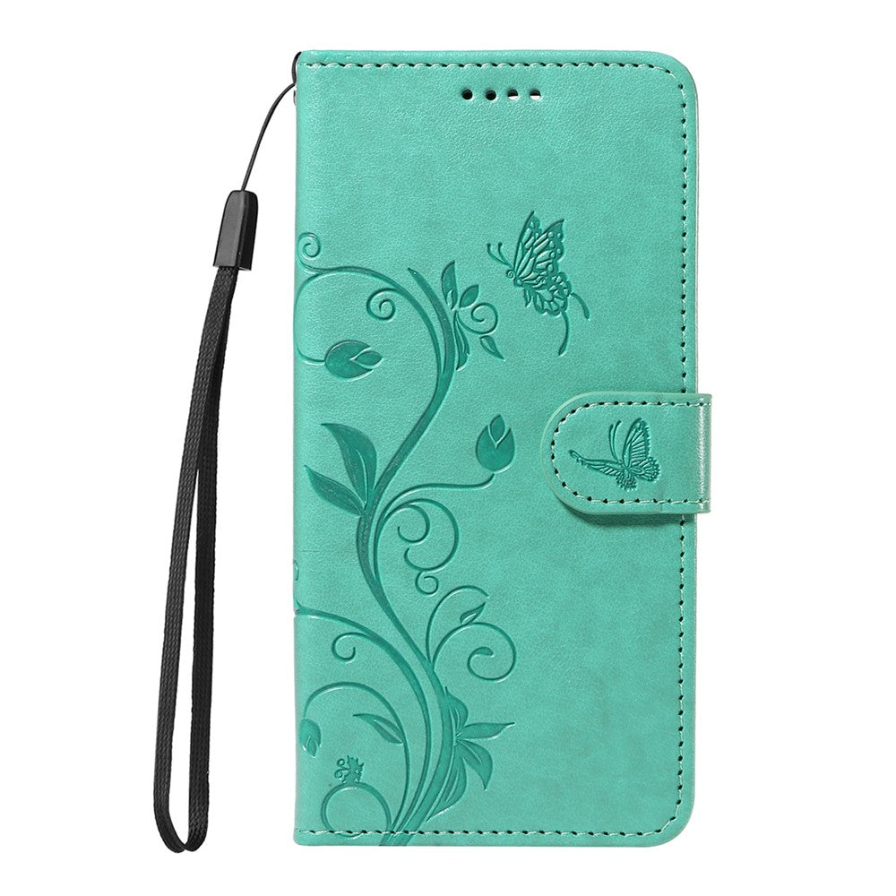 For iPhone 17 Pro Max PU Leather Cases Flower Pattern Wallet Stand Phone Cover with Strap - Green