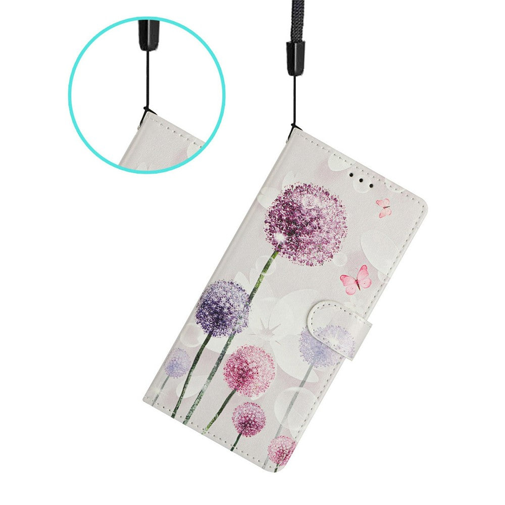 For Oppo Reno14 5G (Global) Case Pattern Printing Wallet Stand Flip Leather Phone Cover with Strap - Dandelion
