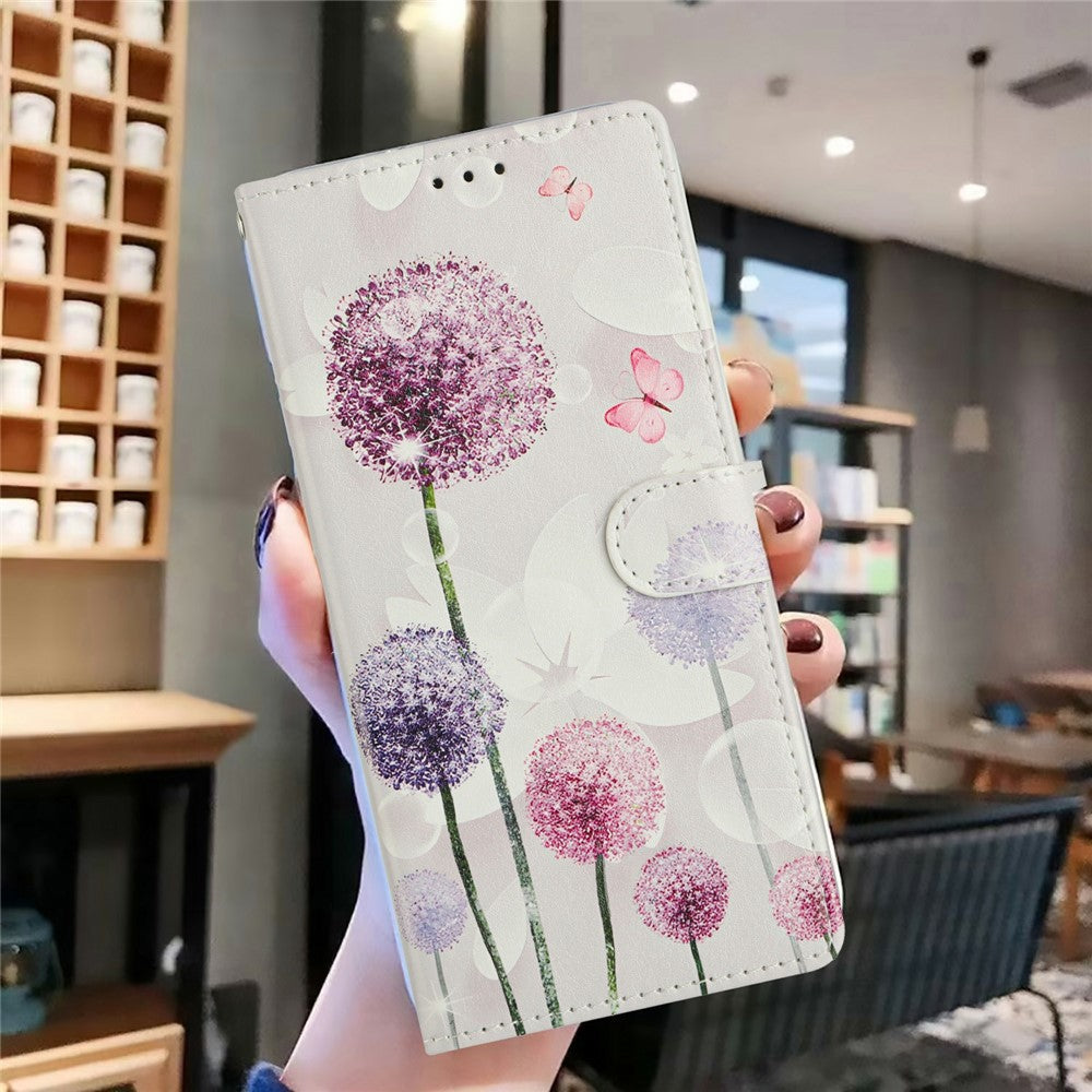 For Oppo Reno14 5G (Global) Case Pattern Printing Wallet Stand Flip Leather Phone Cover with Strap - Dandelion
