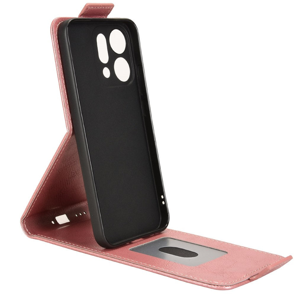For Oppo Reno14 Pro 5G (Global) Stand Case Magnetic Clasp Vertical Flip Leather Phone Cover with Card Holder - Rose Gold