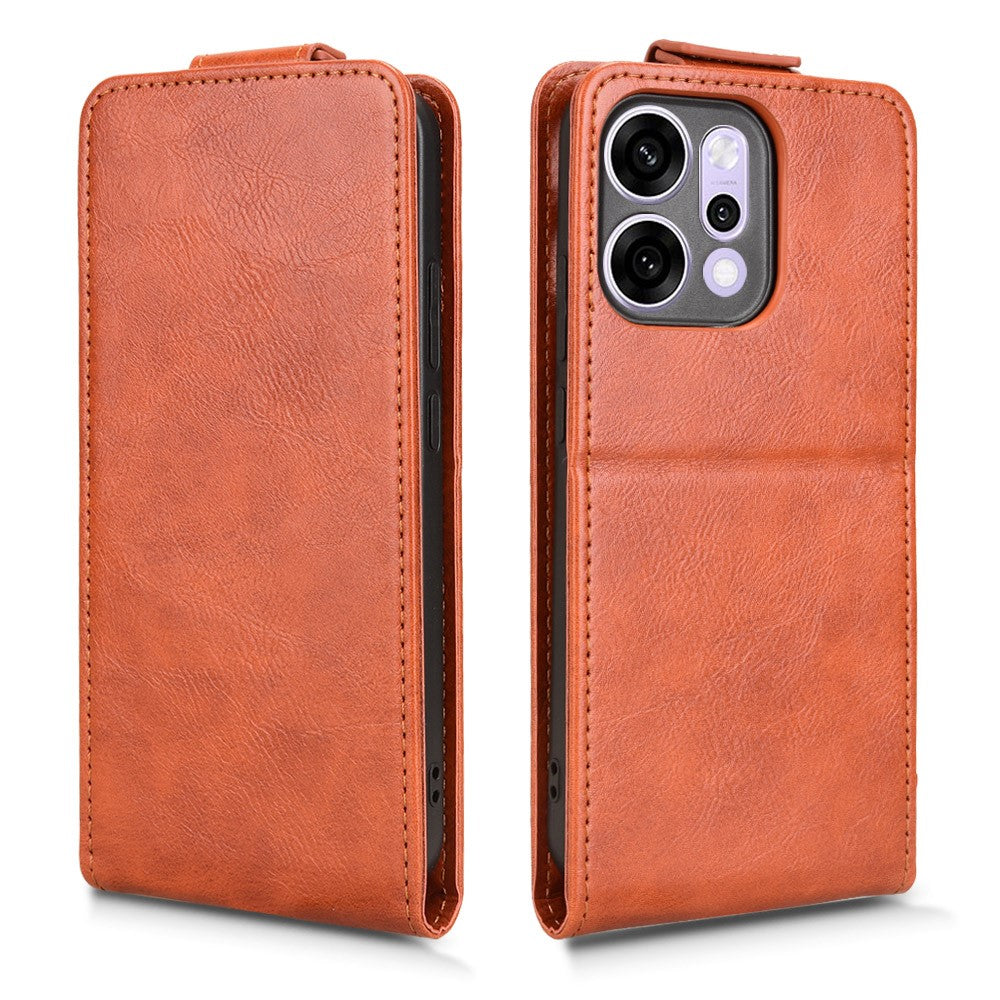 For Oppo Reno14 Pro 5G (Global) Stand Case Magnetic Clasp Vertical Flip Leather Phone Cover with Card Holder - Orange