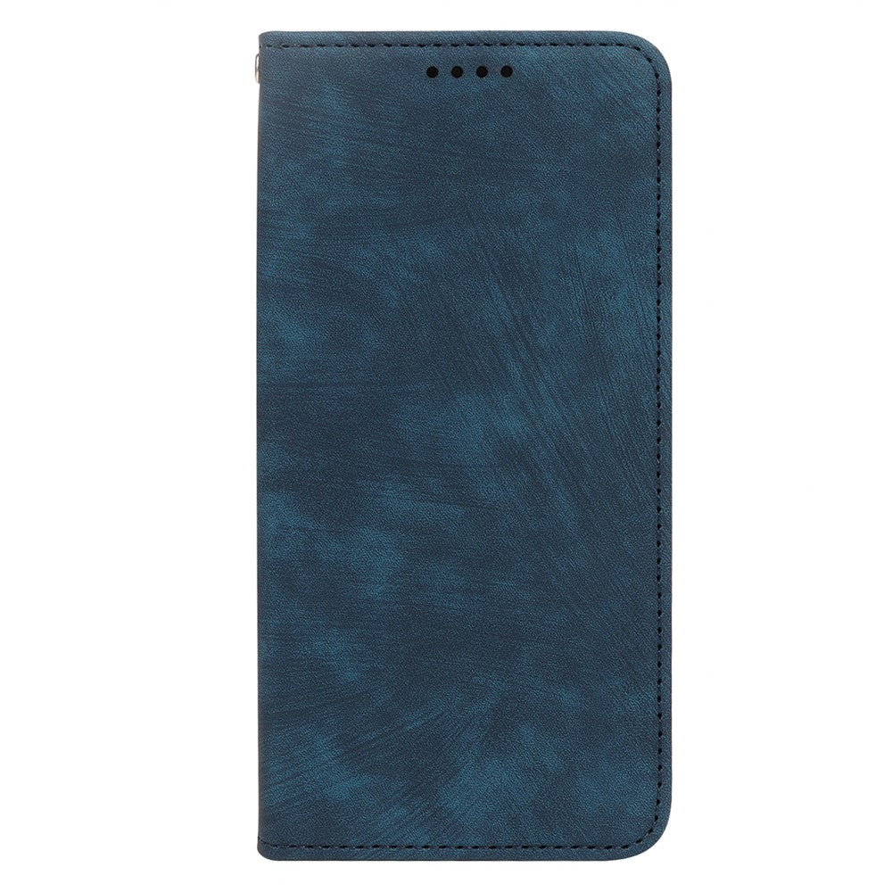 For Oppo Reno13 F 4G / 5G Case Strong Magnetic Leather Wallet Phone Cover with Striped Texture - Blue