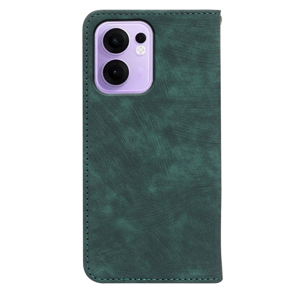 For Oppo Reno13 F 4G / 5G Case Strong Magnetic Leather Wallet Phone Cover with Striped Texture - Green