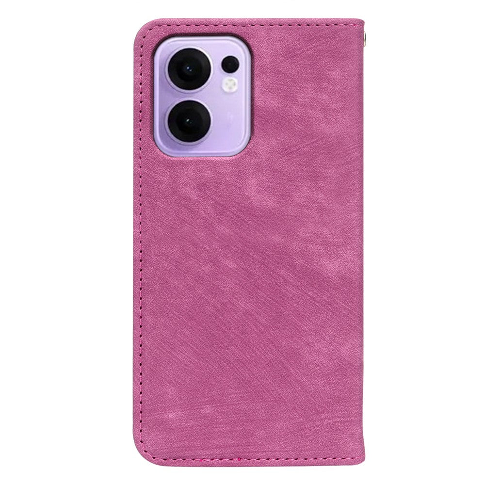 For Oppo Reno13 F 4G / 5G Case Strong Magnetic Leather Wallet Phone Cover with Striped Texture - Rose
