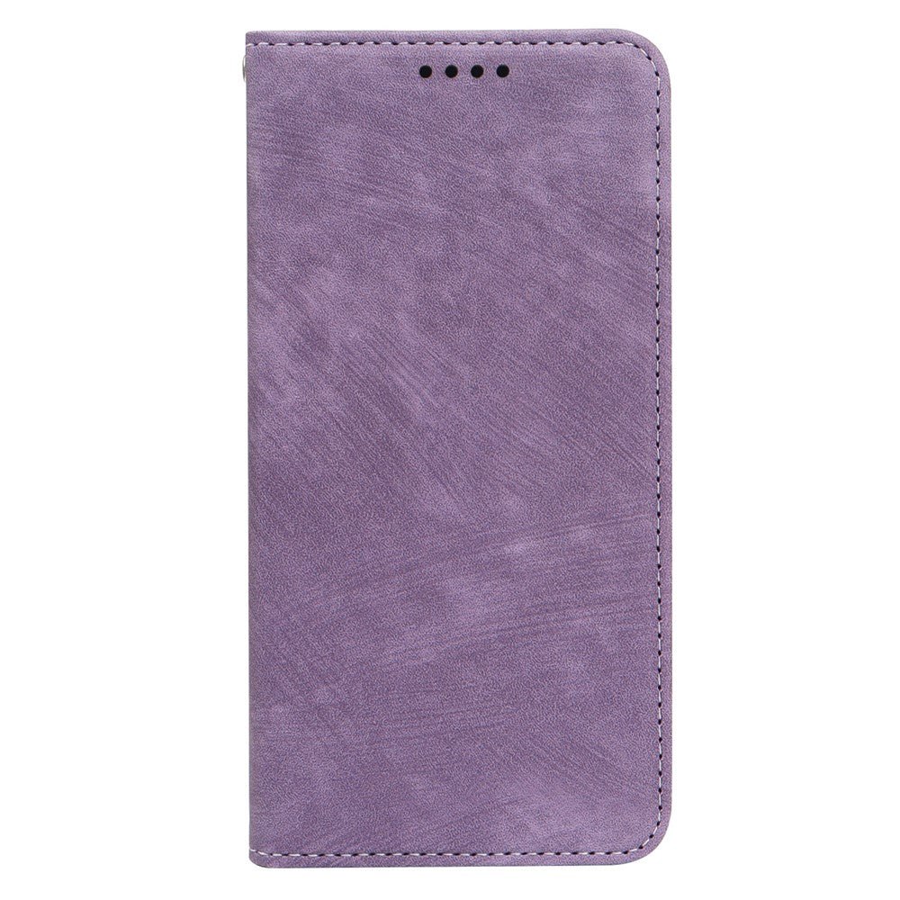 For Oppo Reno13 F 4G / 5G Case Strong Magnetic Leather Wallet Phone Cover with Striped Texture - Purple