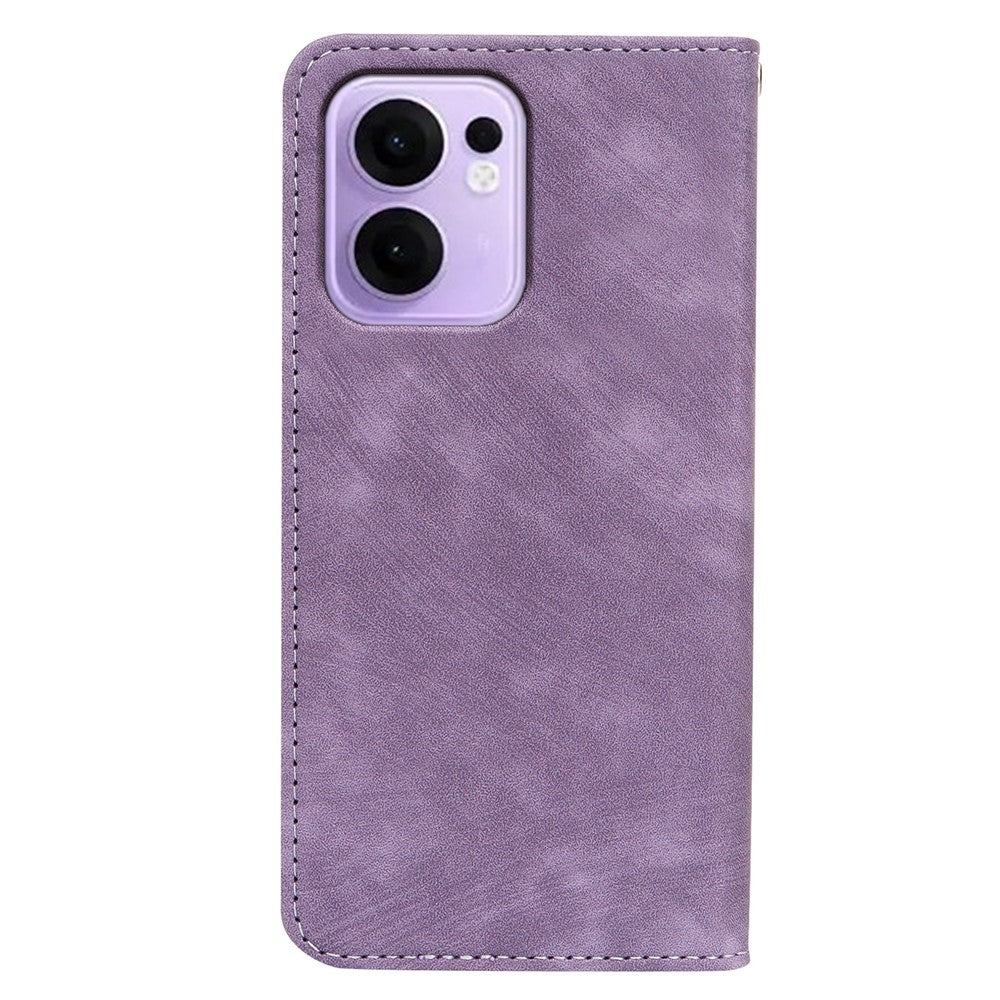 For Oppo Reno13 F 4G / 5G Case Strong Magnetic Leather Wallet Phone Cover with Striped Texture - Purple