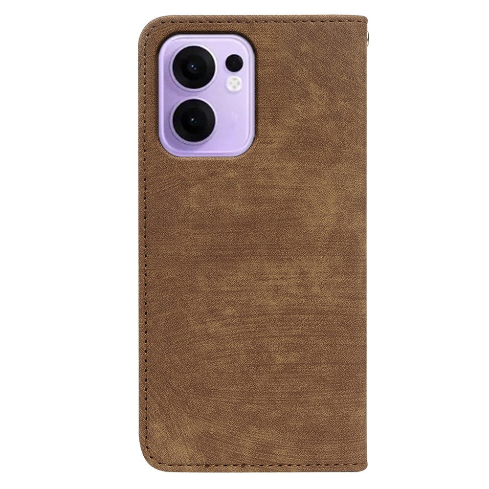 For Oppo Reno13 F 4G / 5G Case Strong Magnetic Leather Wallet Phone Cover with Striped Texture - Brown