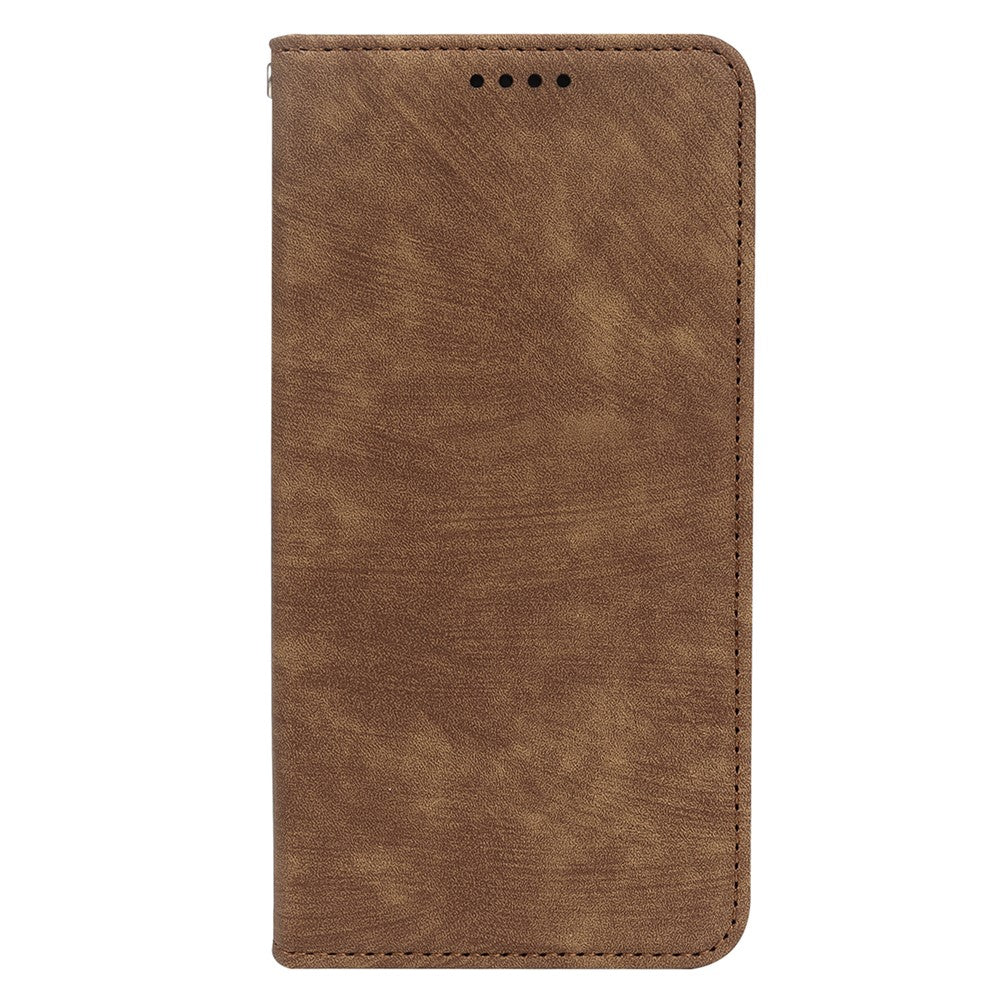 For Oppo Reno13 F 4G / 5G Case Strong Magnetic Leather Wallet Phone Cover with Striped Texture - Brown