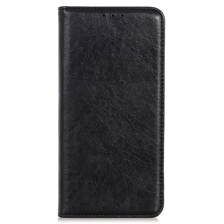 For Samsung Galaxy S23 PU Leather Magnetic Auto-auto-absorbed Cover Crazy Horse Texture Phone Case with Stand Wallet - Black