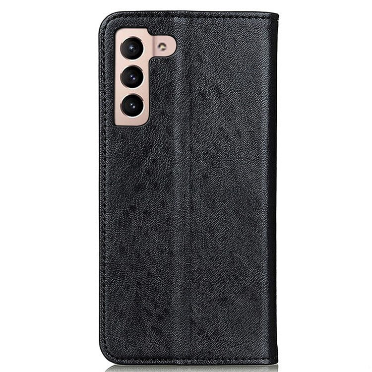 For Samsung Galaxy S23 PU Leather Magnetic Auto-auto-absorbed Cover Crazy Horse Texture Phone Case with Stand Wallet - Black