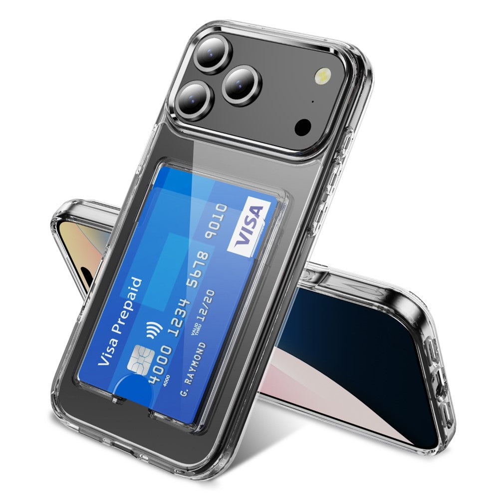 For iPhone 17 Pro Max Clear Case TPU + PC + Acrylic Cell Phone Case with Card Holder