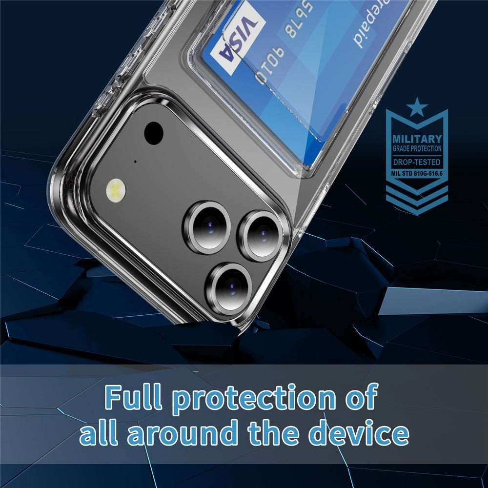 For iPhone 17 Pro Max Clear Case TPU + PC + Acrylic Cell Phone Case with Card Holder