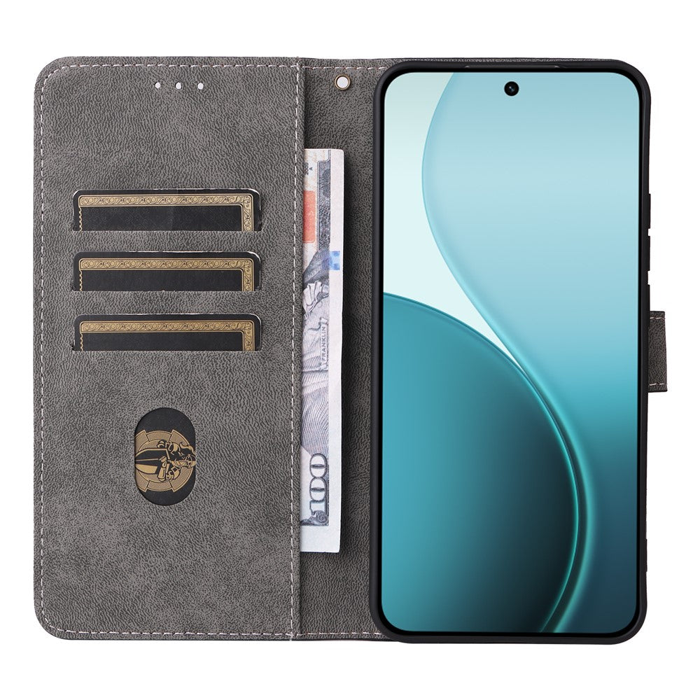 For Oppo Reno14 5G (Global) Case Wallet RFID Blocking PU Leather Phone Cover Stand with Strap - Blue